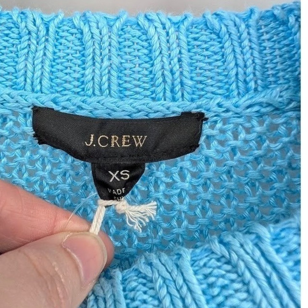 J.Crew Women's Monaco Blue Raw Indigo Ombre Dip-Dyed Beach Linen Sweater NWT XS - Picture 3 of 5